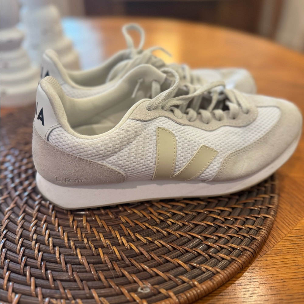 Veja Women's White and Tan Sneakers - Picture 3 of 6